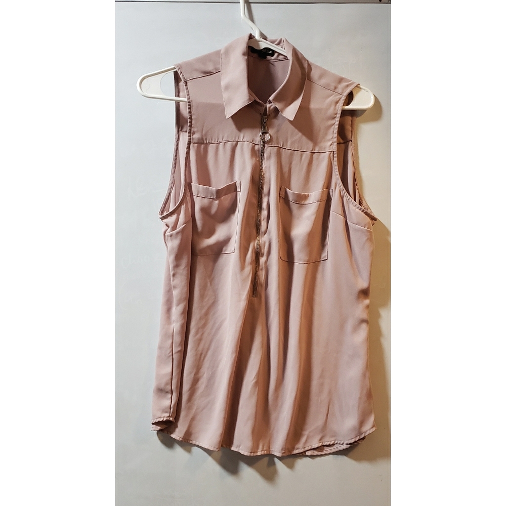 Express | Beige Blouse with collar. Sleeveless top